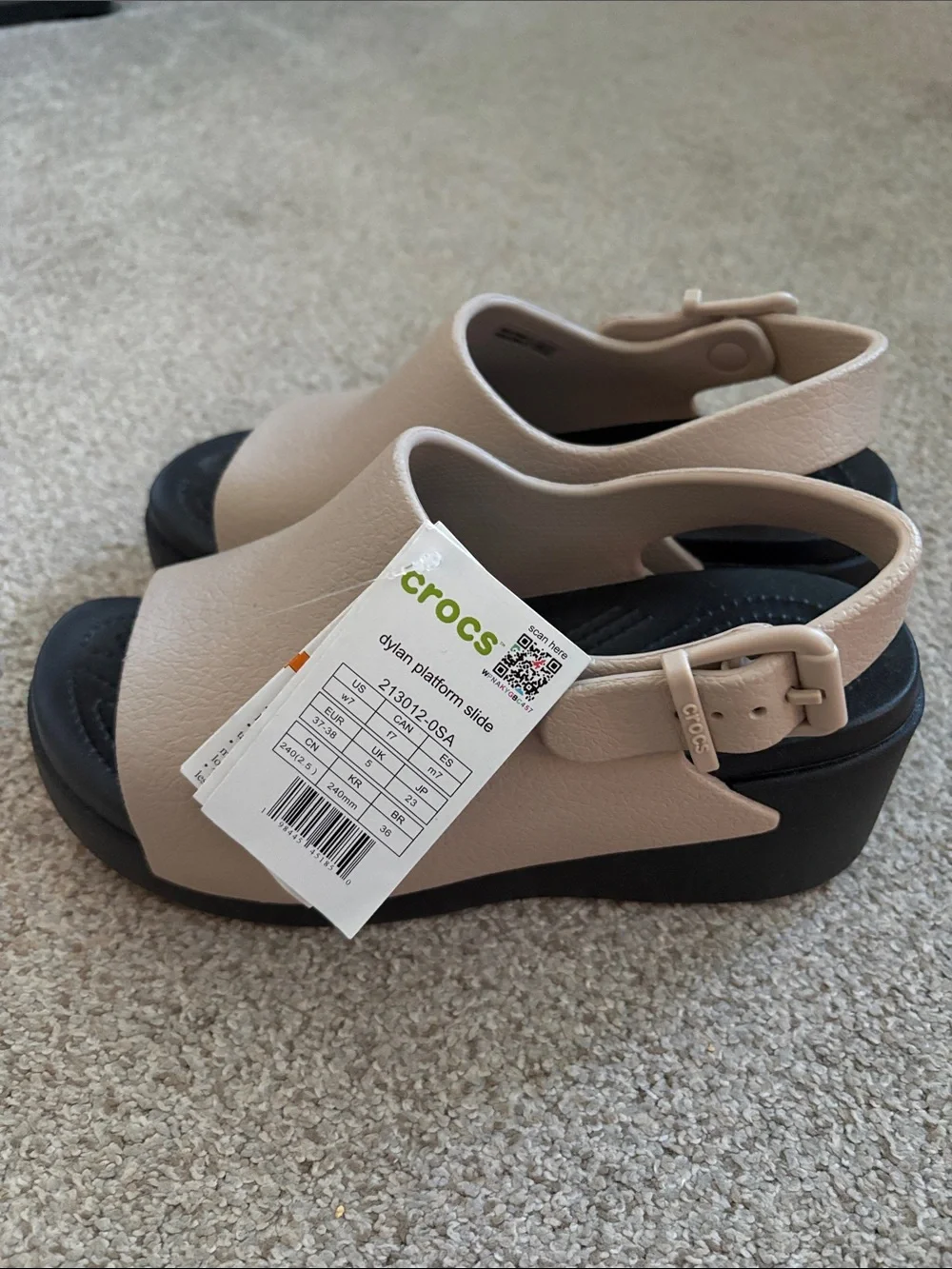 CROCS Women’s Dylan Platform Slide - Beige and Black